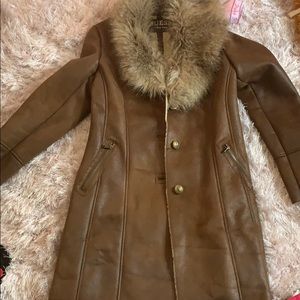 Micro suede guess faux fur coat